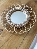 Spiegel in rotan/riet met schelpjes boho, Minder dan 50 cm, Gebruikt, Rond, Ophalen of Verzenden