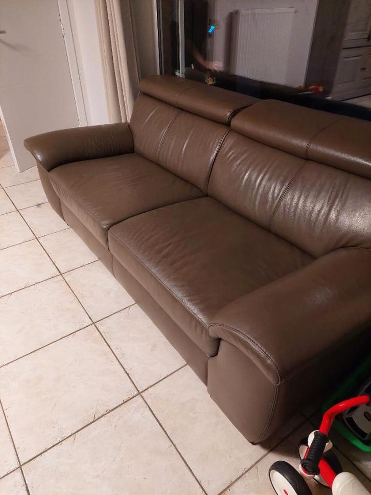 Lederen zetel 3-zit, Maison & Meubles, Canapés | Salons, Comme neuf, Banc droit, Trois personnes, 150 à 200 cm, 75 à 100 cm, Cuir