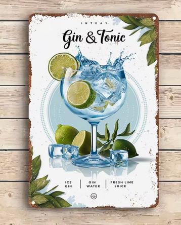 Metalen reclamebord Gin & Tonic beschikbaar voor biedingen