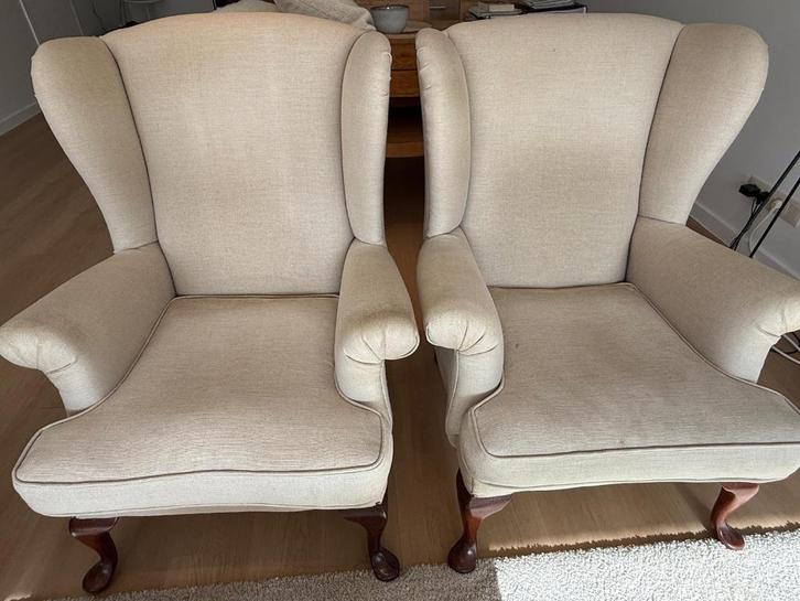 Fauteuils/fauteuils, Huis en Inrichting, Fauteuils, Gebruikt, Hout, Stof, 75 tot 100 cm, 75 tot 100 cm, Ophalen