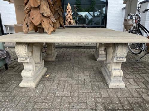 EETTAFEL massief mergelsteen TAFEL 183 x 93 x 80, Tuin en Terras, Tuintafels, Gebruikt, Rechthoekig, Overige materialen, Ophalen