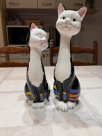 Lot de 2 chats vintage en céramique - peints à la main, Enlèvement, Comme neuf