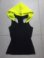Débardeur noir avec capuche jaune fluo femme taille XS, Comme neuf, Noir, Taille 34 (XS) ou plus petite, Sans manches