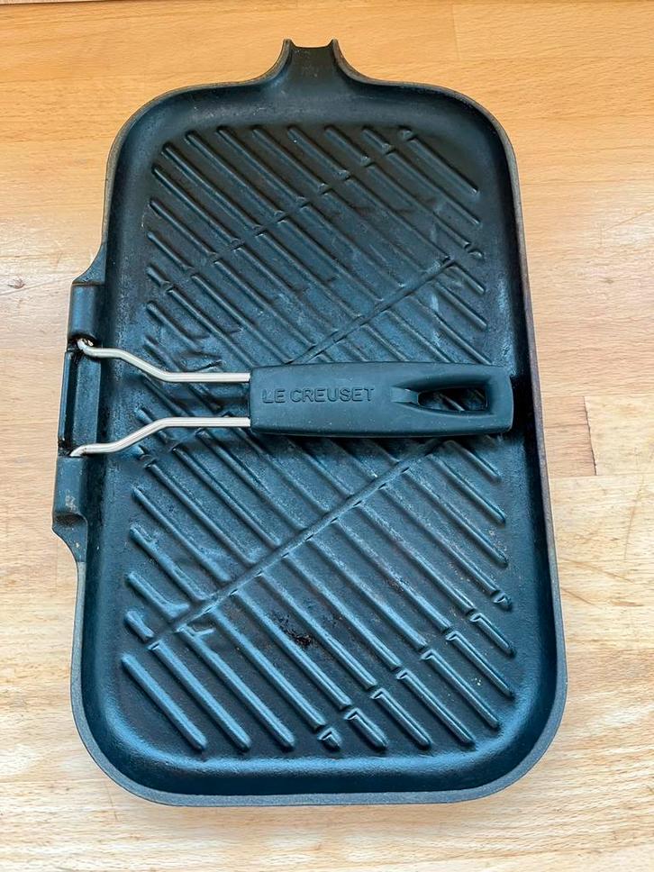 Grillpan Le Creuset 36cm mat zwart, Electroménager, Plaques de gril, Utilisé, Enlèvement ou Envoi