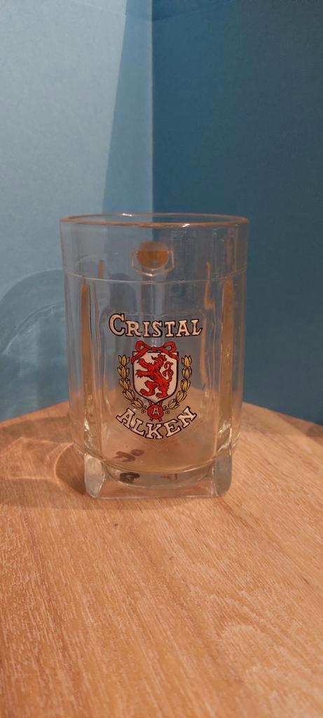 Email glazen bierpot Cristal Alken, Verzamelen, Biermerken, Ophalen of Verzenden