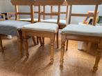 Vintage massief grenen eettafel stoelen, 5 stuks, Huis en Inrichting, Stoelen, Ophalen, Gebruikt