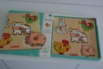inlegpuzzel in hout dieren boerderij djeco, Kinderen en Baby's, Ophalen of Verzenden, Zo goed als nieuw, Van hout