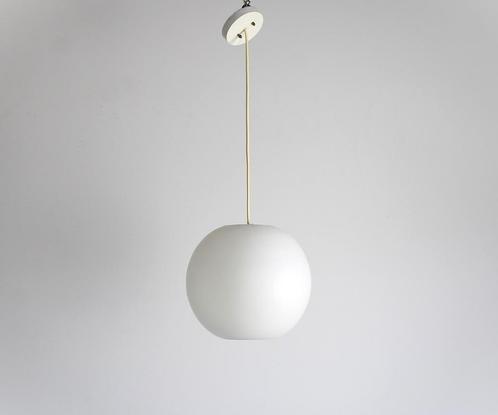 vintage matte opalinelamp, '60, Huis en Inrichting, Lampen | Hanglampen, Gebruikt, Minder dan 50 cm, Glas, Metaal, Ophalen