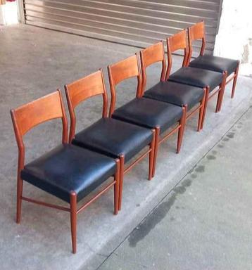 Chaises Vintage Omer Lefevre Meubelfabriek Teck années 1960' beschikbaar voor biedingen