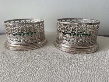 Sous-verres en métal argenté (2 pièces)