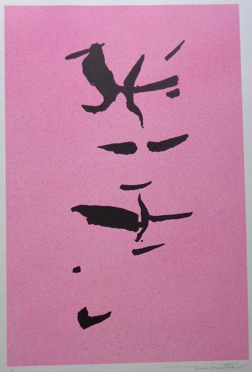 RENE GUIETTE / ZEN TEKEN / KLEURZEEFDRUK / 78x56cm / SIG 73, Antiek en Kunst, Kunst | Litho's en Zeefdrukken, Ophalen of Verzenden