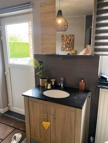 Badkamermeubel +kastje +douchewand spiegelglas beschikbaar voor biedingen