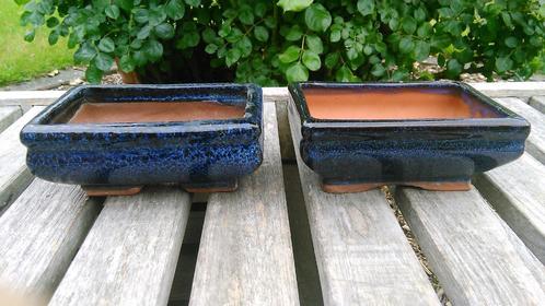 Bonsai bloempotten blauw keramiek, Tuin en Terras, Bloempotten, Gebruikt, Ophalen of Verzenden