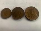 3 bronzen munten, Setje, Ophalen of Verzenden, Brons