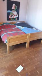 2e enkele bedden met matras, waarvan één met motor, Ophalen, Eenpersoons, 200 cm, Hout