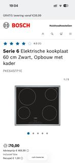 Serie 6 Elektrische kookplaat 60 cm Zwart, Opbouw met kader, Elektronische apparatuur, Kookplaten, Ophalen, Gebruikt, 4 kookzones