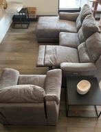 Bruin grijze 3-zit met chaise longue, relax en 1-zit, Huis en Inrichting, Zetels | Zetels en Chaises Longues, Ophalen, Zo goed als nieuw