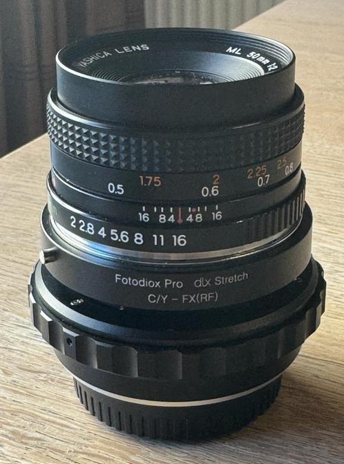 Yashica ML50mm met Fotodiox Pro Strech adapter Fuji, Audio, Tv en Foto, Foto | Lenzen en Objectieven, Zo goed als nieuw, Macrolens