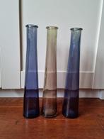 3 vases en verre coloré, Maison & Meubles, Comme neuf, Vert, Enlèvement, Moins de 50 cm