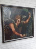 antiek schilderij, engel kroning olieverf op doek ingekaderd, Ophalen