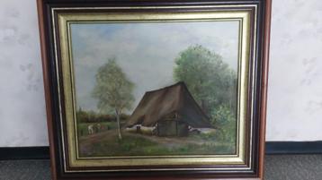 Olieverfschilderij boerderij  beschikbaar voor biedingen