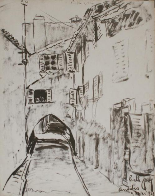 Estelle Juste (1894-1962): Antibes 1929 (38 x 48 cm), Antiek en Kunst, Kunst | Schilderijen | Klassiek, Ophalen of Verzenden
