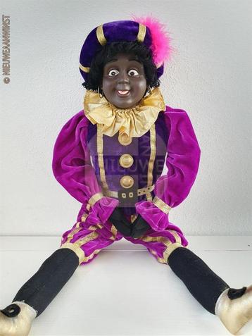 Authentieke V&D etalage zwarte Piet pop - 60cm, paars/blauw beschikbaar voor biedingen