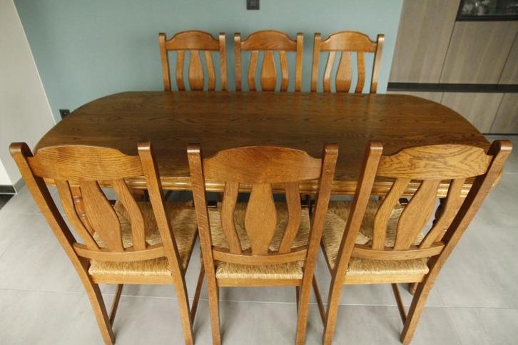 Massief eiken eettafel, Huis en Inrichting, Tafels | Eettafels, Zo goed als nieuw, 50 tot 100 cm, 150 tot 200 cm, Vijf personen of meer