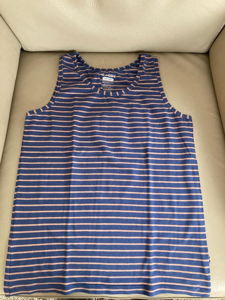 Blauw gestreept onderhemdje zonder mouwen, Woody, 152, 12 j, Kinderen en Baby's, Kinderkleding | Maat 152, Nacht- of Onderkleding