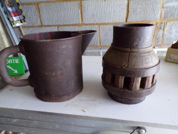 Moyeu de roue d’ancienne charrette à chevaux et pot en métal, Enlèvement