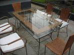 Tuintafel met stoelen, Ophalen, Gebruikt, Rechthoekig, Metaal