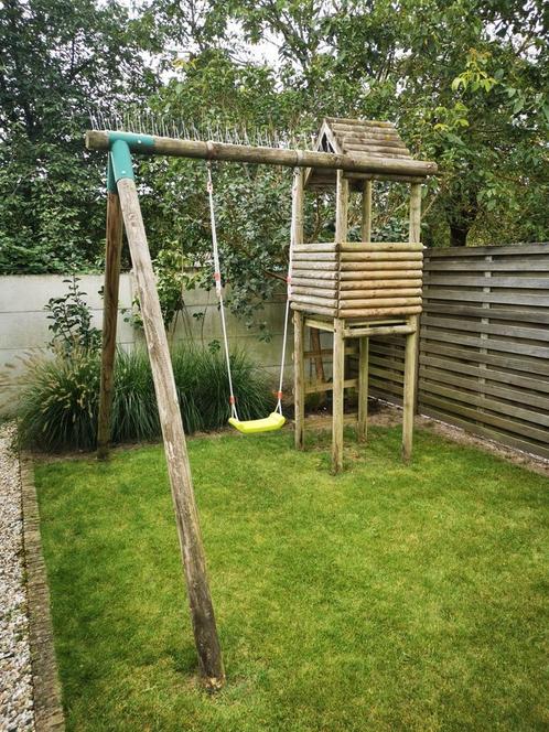 Houten speeltuig schommel., Kinderen en Baby's, Speelgoed | Buiten | Speeltoestellen, Zo goed als nieuw, Glijbaan, Schommel, Ophalen