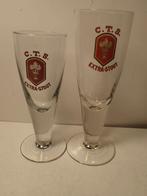 2 oude bierglazen CTS extra Stout Caulier, Ophalen of Verzenden, Gebruikt, Glas of Glazen, Overige merken