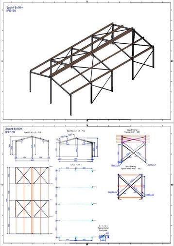 Nieuwe staalconstructie 8m x 16m x 3m beschikbaar voor biedingen