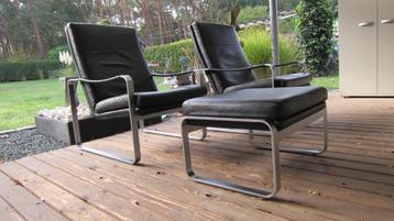 2x Leder Rolf Benz 568 design fauteuils+voetbank. Top staat! beschikbaar voor biedingen