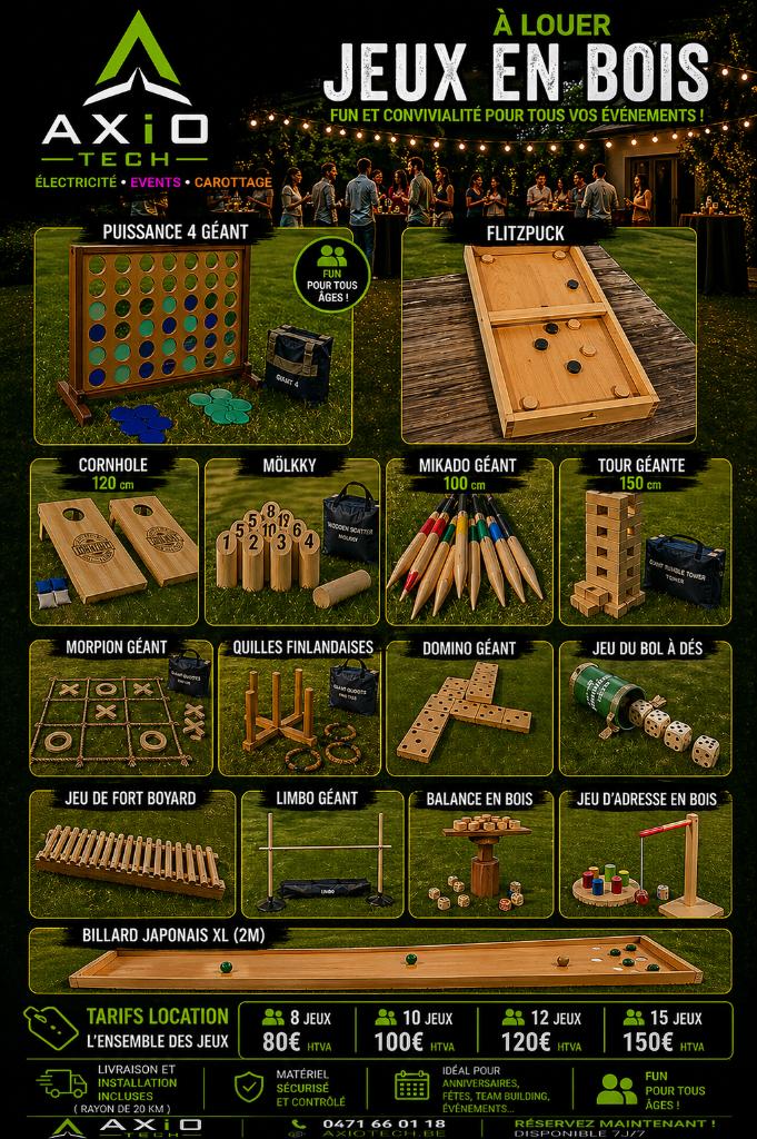 Jeux en bois géant, Trois ou quatre joueurs, Enlèvement, Comme neuf