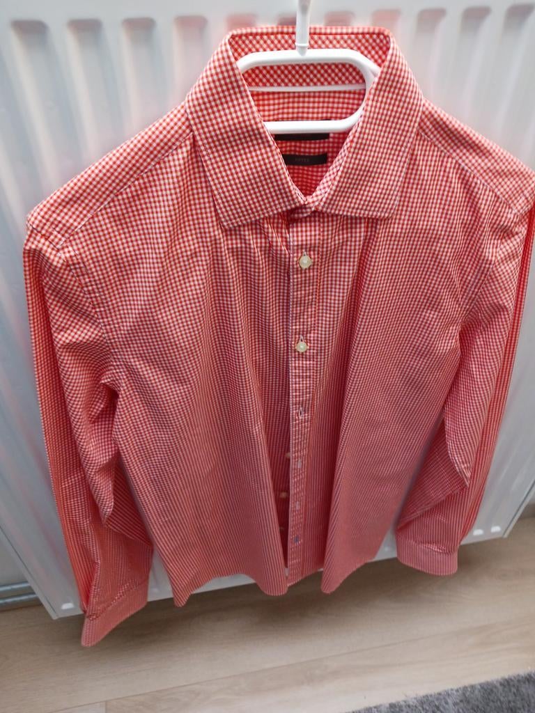 Oranje geruit hemd merk Selection te koop.M 38 slim fit, Kleding | Heren, Overhemden, Ophalen, Oranje