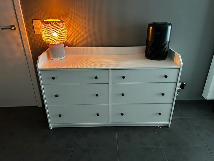 Ikea - Commode HAUGA, Maison & Meubles, Armoires | Dressoirs, Utilisé, 100 à 150 cm, 25 à 50 cm, Avec tiroir(s), Autres essences de bois