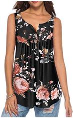 Top Débardeur fluide sans manches noir à fleurs, Kleding | Dames, Topjes, Verzenden, Nieuw, Zwart, Zonder mouw