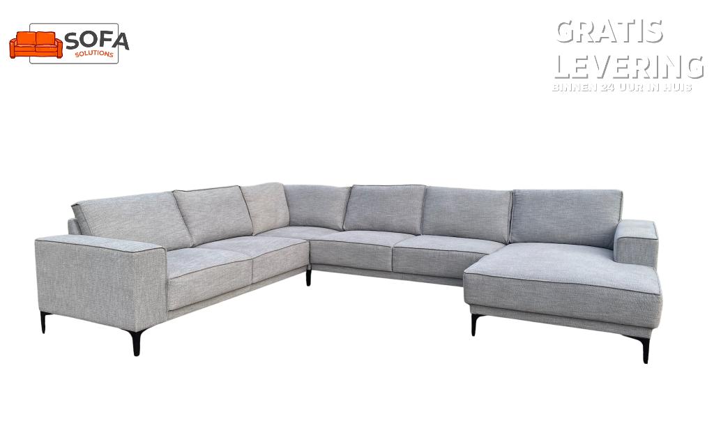 Grijs Stoffen U-bankstel  – Gratis levering BE, 150 tot 200 cm, Hoekbank, 75 tot 100 cm, Ophalen of Verzenden