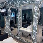 Kaptafel Zwart Goud Rond Rechthoek Spiegel kapsalon kapper, Ophalen of Verzenden, Nieuw