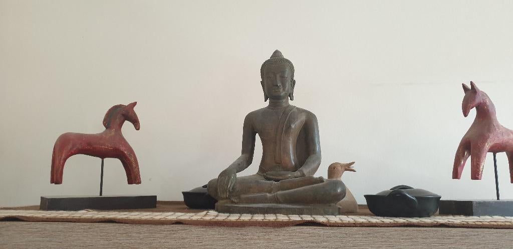 Boeddha beeld zittend brons, Ophalen of Verzenden, Brons, 20 - 50 cm, Beeld