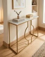 Luxe Sidetable / Console Tafel – Italiaans Marmer & Modern D, Ophalen, Metaal