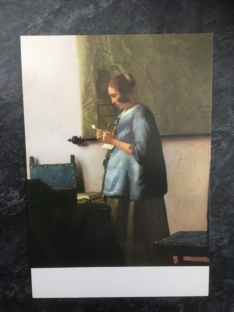 postkaart Johannes Vermeer - Het lezende vrouwtje, Ophalen of Verzenden
