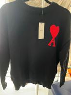 Zwarte AMI sweater met rood hartlogo, Ophalen, Ami Paris, Zwart, Nieuw