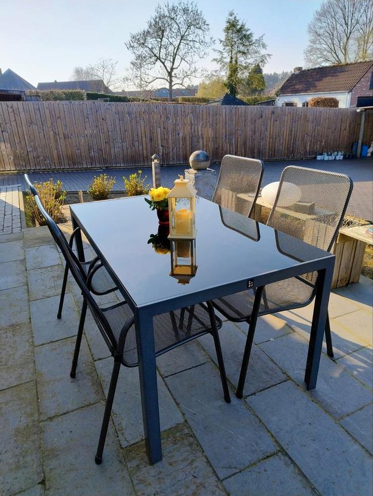 Tuintafel en 4 stoelen, Tuin en Terras, Tuinsets en Loungesets, Stoel, Ophalen