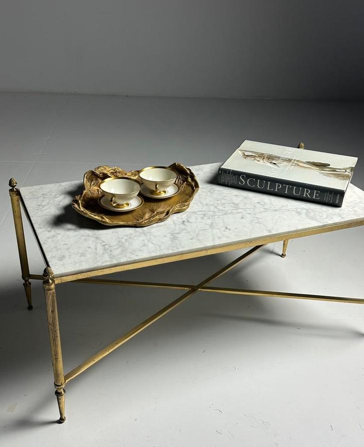 Vintage Franse bijzettafel met marmeren blad,midden 20e eeuw, Huis en Inrichting, Tafels | Bijzettafels, Zo goed als nieuw, Ophalen of Verzenden