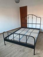 Tweepersoonsbed + lattenbodem, Huis en Inrichting, Ophalen, Zwart, Tweepersoons, 140 cm