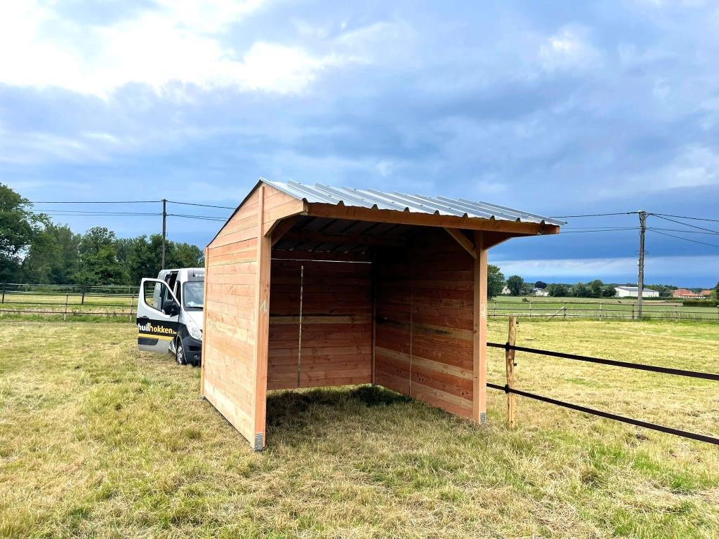 Abri 3 x 3 - Planches de bois de Douglas massif, Animaux & Accessoires, Box & Pâturages, Pâturage, 2 ou 3 chevaux ou poneys