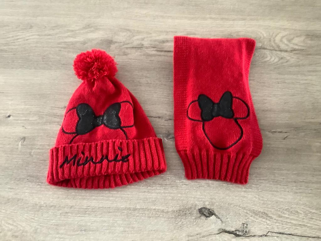 Disney Minnie Mouse meisjes sjaal & muts set, Kinderen en Baby's, Ophalen of Verzenden, Zo goed als nieuw, 104 of kleiner, Onbekend